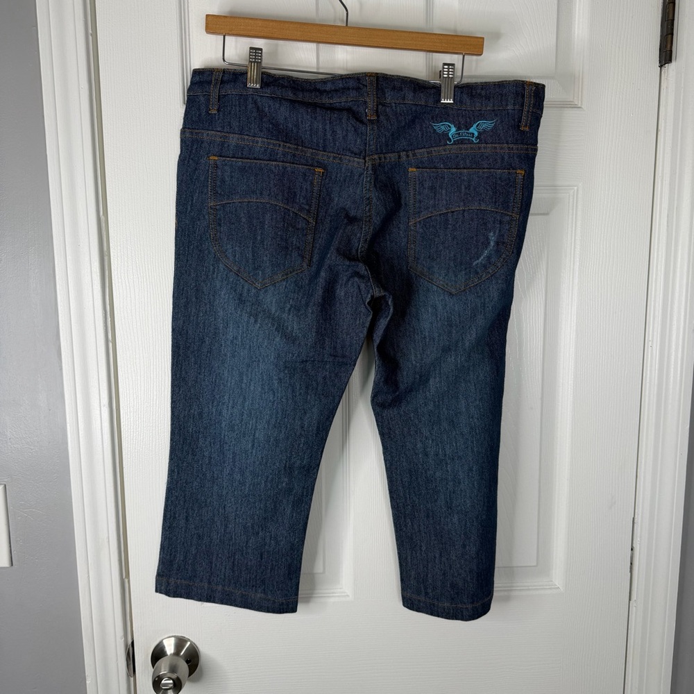 Sz 36 De’Extase Y2K Dark Wash Low Rise Capris NWOT $170 MSRP - Picture 12 of 15